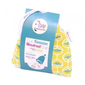 Lamazuna Copa menstrual en amarillo - M - silicona endurecida en platino