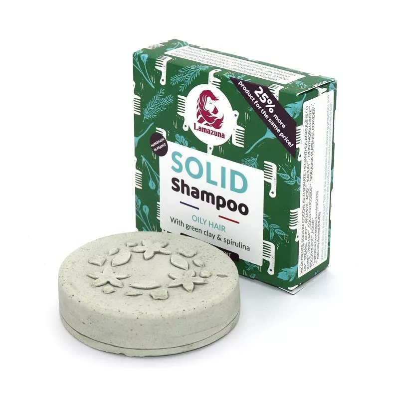 Lamazuna Champú sólido para cabellos grasos con arcilla verde y espirulina (70 g)