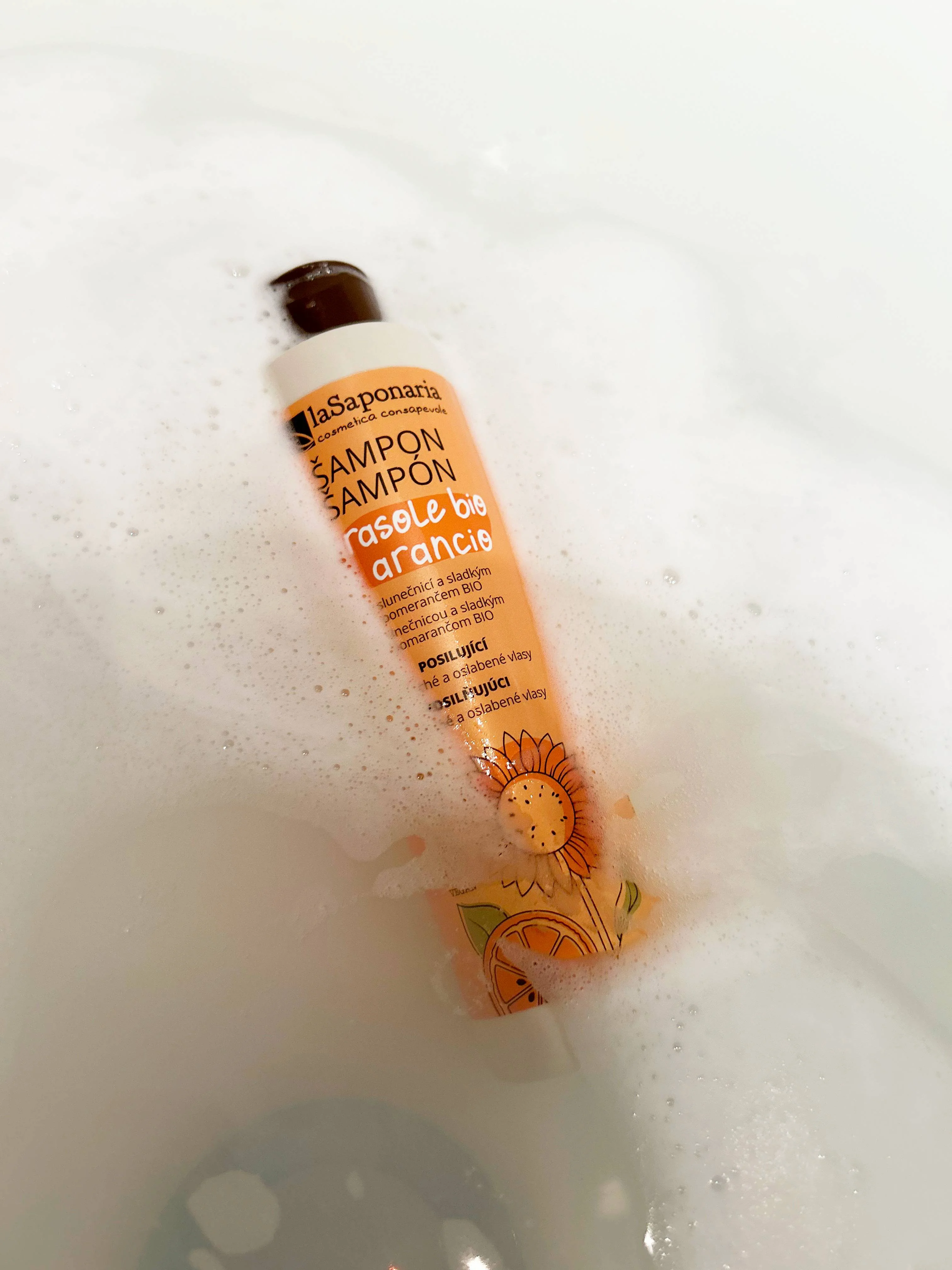 laSaponaria Champú con girasol y naranja dulce BIO 30 ml