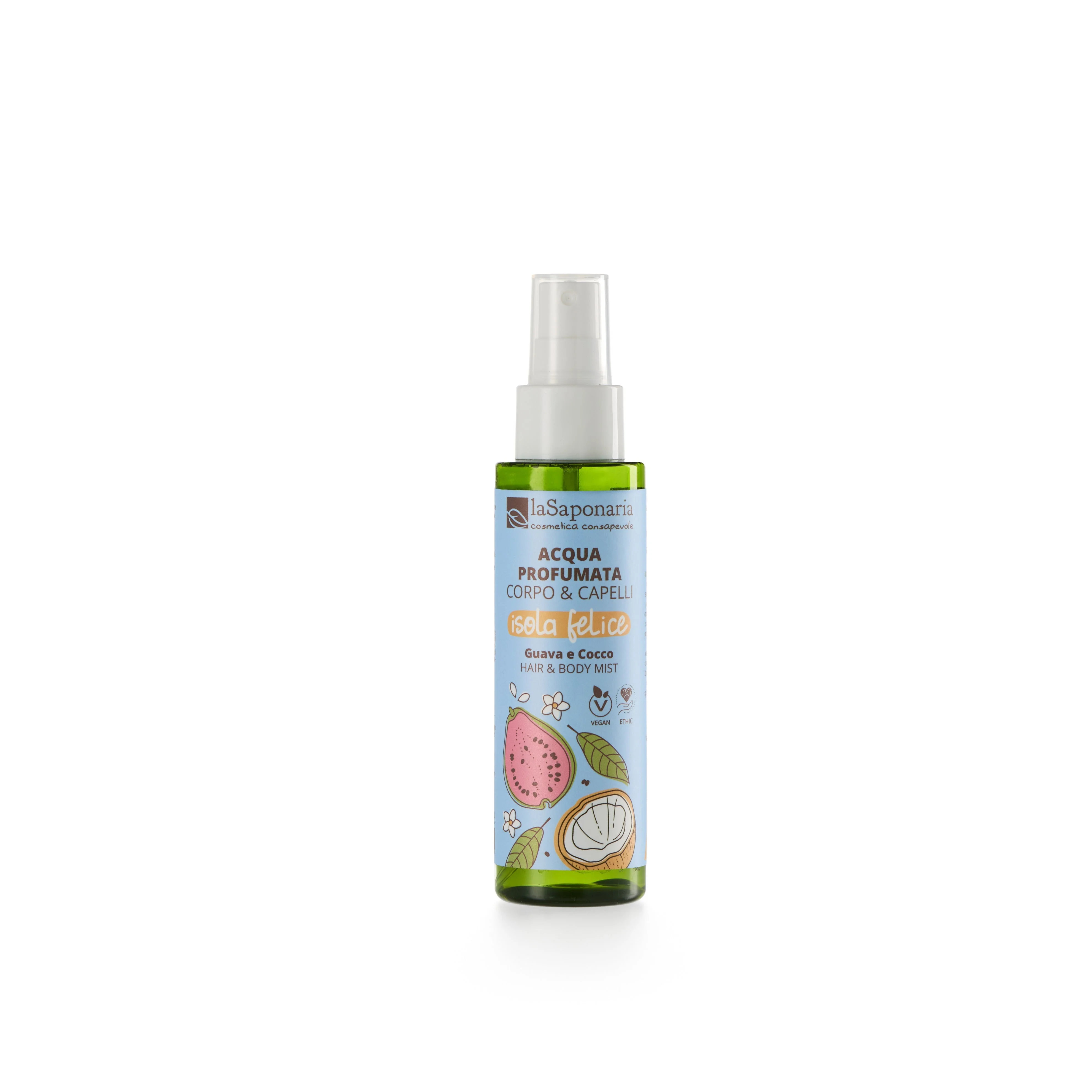 laSaponaria Bruma corporal y capilar Happy Island - coco y guayaba (100 ml) - para cuerpo y cabello