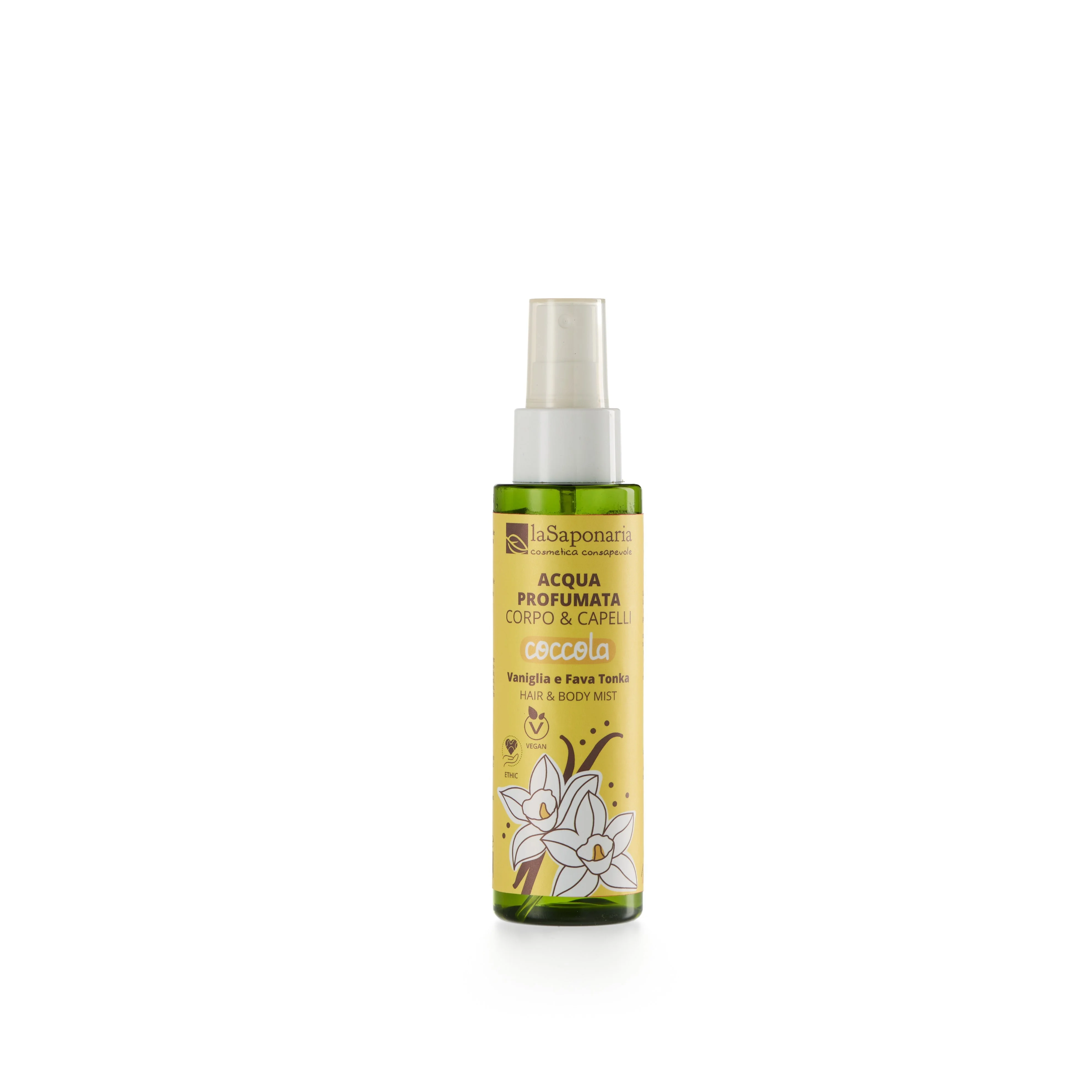 laSaponaria Bruma corporal y capilar Pamper - vainilla y haba tonka (100 ml) - para cuerpo y cabello
