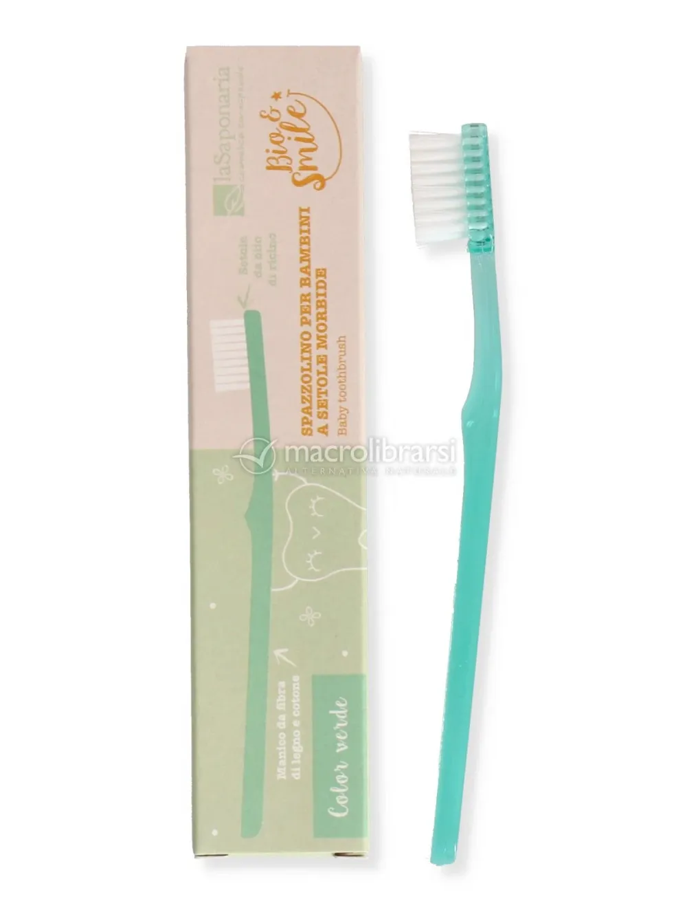 laSaponaria Cepillo de dientes para niños - verde - materiales 100% naturales