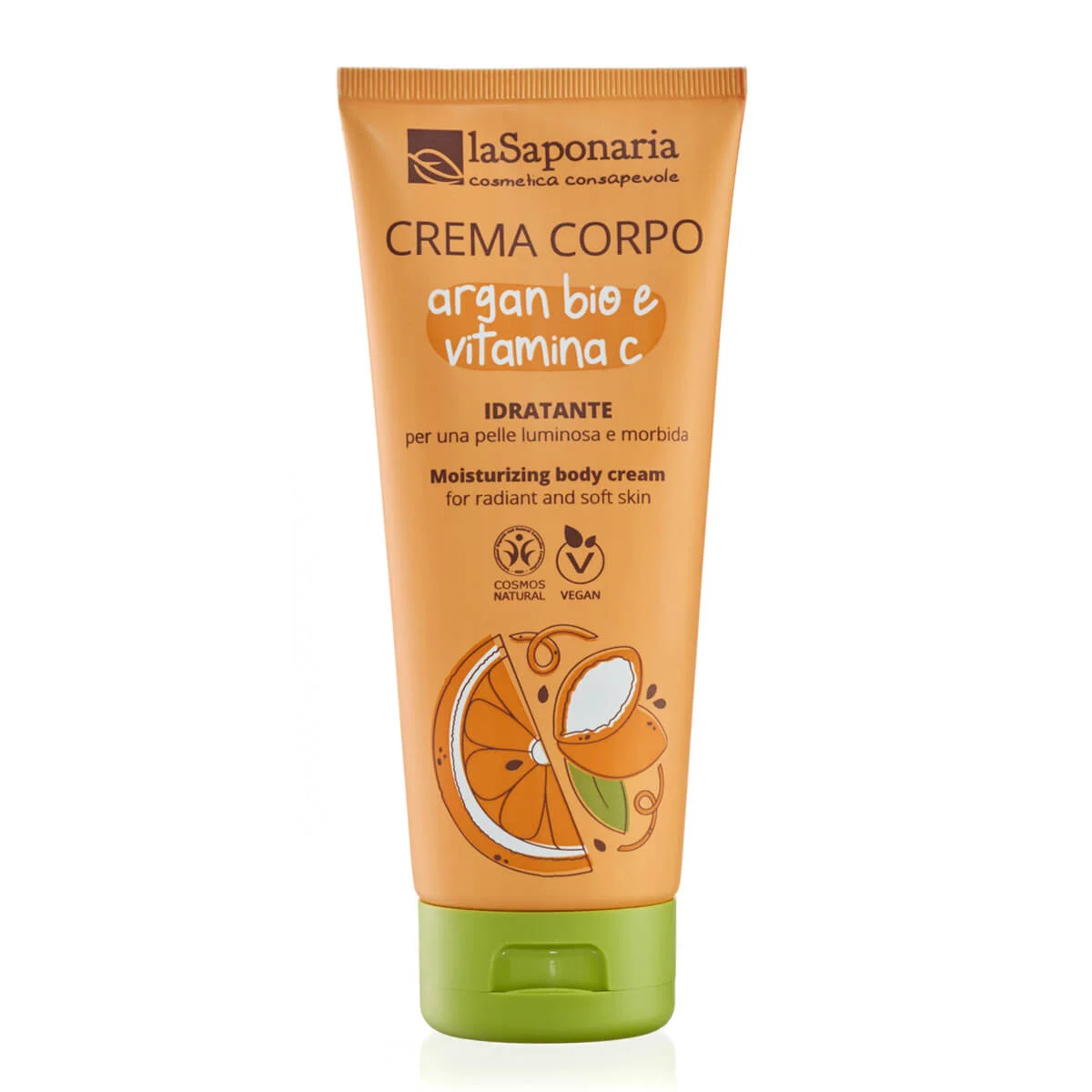 laSaponaria Crema corporal hidratante con argán BIO y vitamina C 200 ml - para una piel radiante y suave