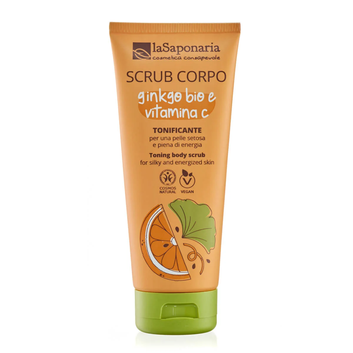 laSaponaria Exfoliante corporal con Ginkgo biloba BIO y vitamina C 200 ml - para una piel suave y radiante