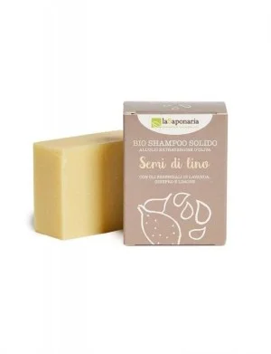 laSaponaria Jabón sólido 2 en 1 para cuerpo y cabello con aceite de linaza BIO (100 g) - en envoltorio de papel