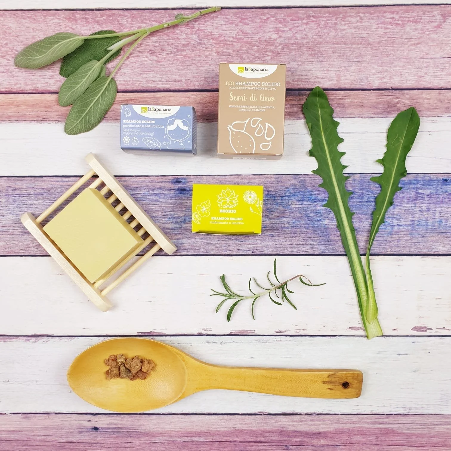 laSaponaria Jabón sólido 2 en 1 para cuerpo y cabello con aceite de linaza BIO (100 g) - en envoltorio de papel