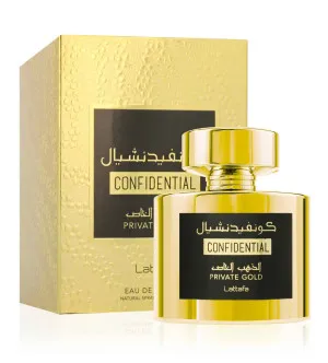 Lattafa Confidential Private Gold agua de perfume unisex 100 ml