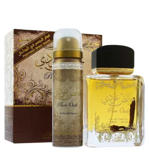 Lattafa Pure Oudi set de regalo unisex agua de perfume 100 ml + desodorante en spray 50 ml