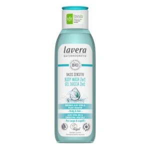 Lavera Basis Sensitive Gel de ducha para cuerpo y cabello 2 en 1 250 ml - también para piel sensible
