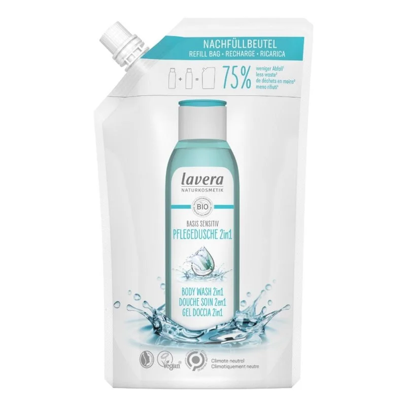 Lavera Basis Sensitive Gel de ducha para cuerpo y cabello 2 en 1 250 ml - también para piel sensible