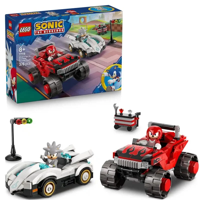 Sonic the Hedgehog™ 77118 Silver y su coche vs. Knuckles y su monster truck