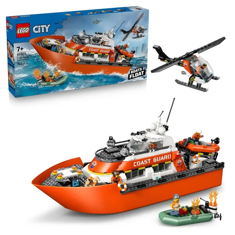 City 60504 Lancha de rescate de la Guardia Costera y helicóptero
