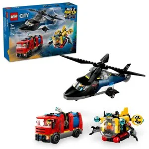 LEGO® City 60462 Remix: Helicóptero, camión de bomberos y submarino
