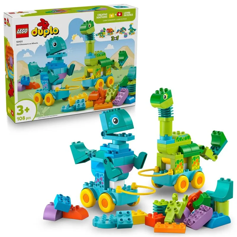 DUPLO® 10451 3 en 1: Dinosaurios sobre ruedas