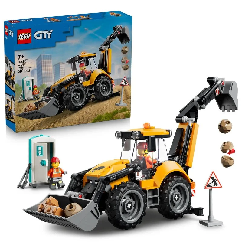 City 60480 Cargadora amarilla con retroexcavadora