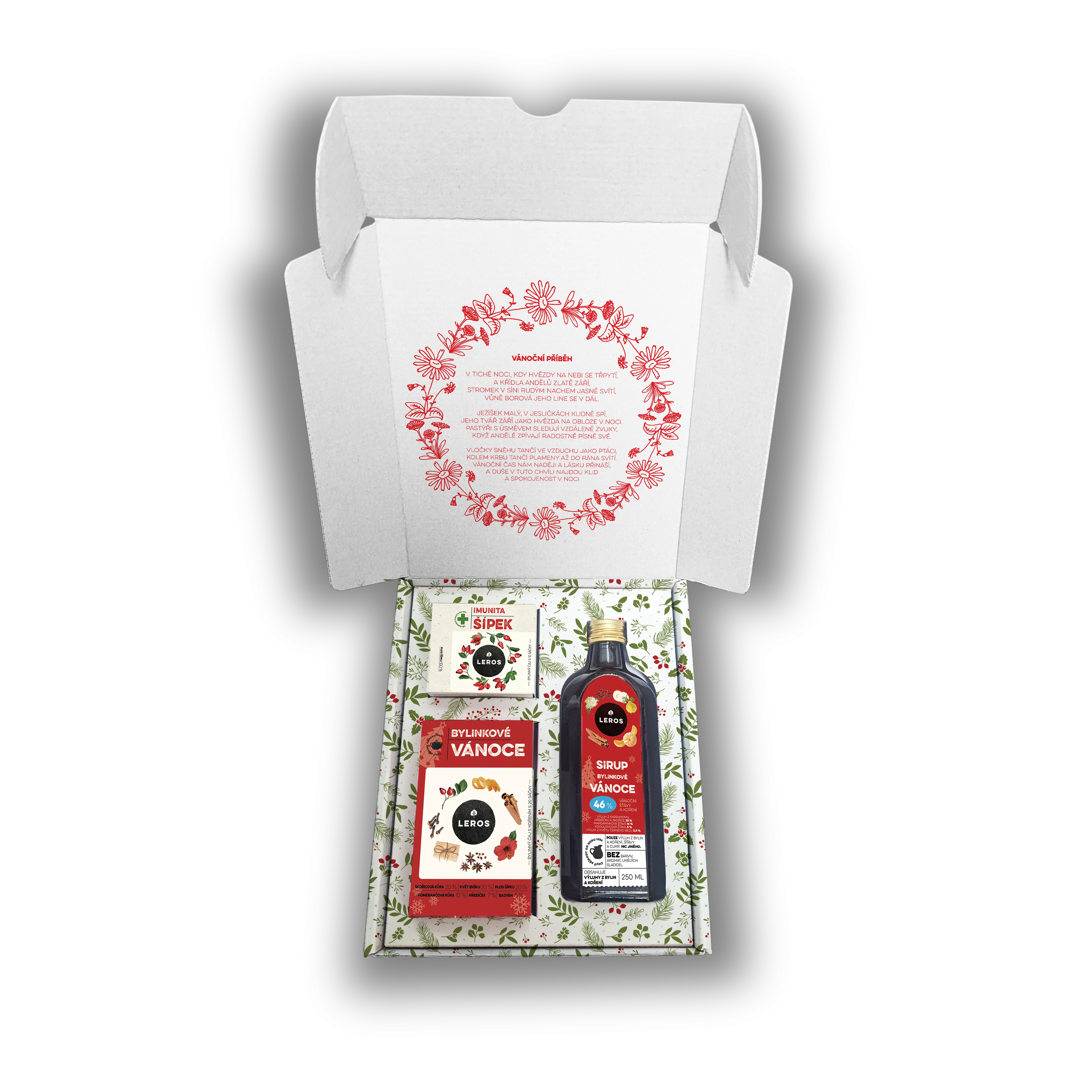 LEROS Set de regalo (3 uds.) - Navidad herbal - sirope herbal y 2 tipos de té