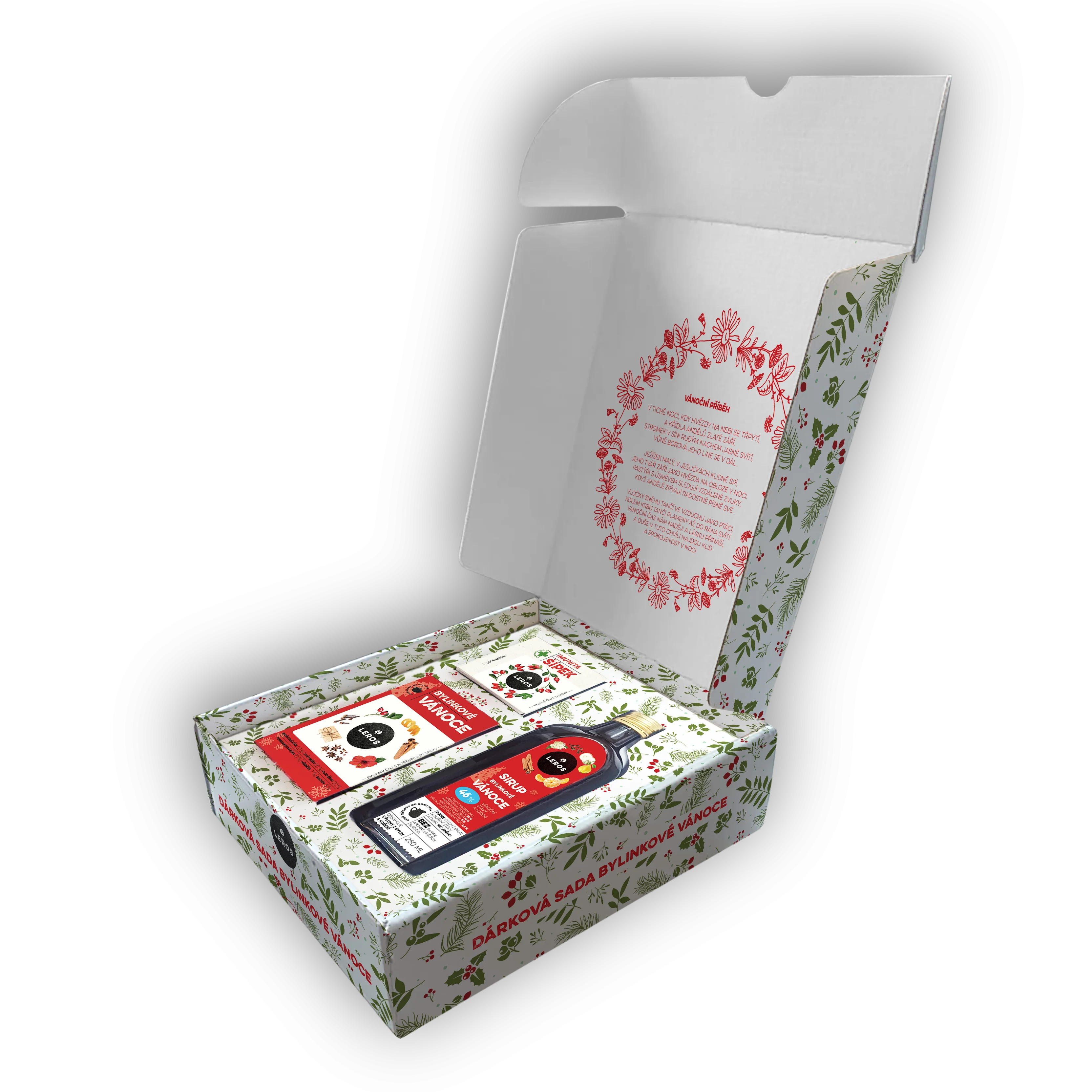 LEROS Set de regalo (3 uds.) - Navidad herbal - sirope herbal y 2 tipos de té