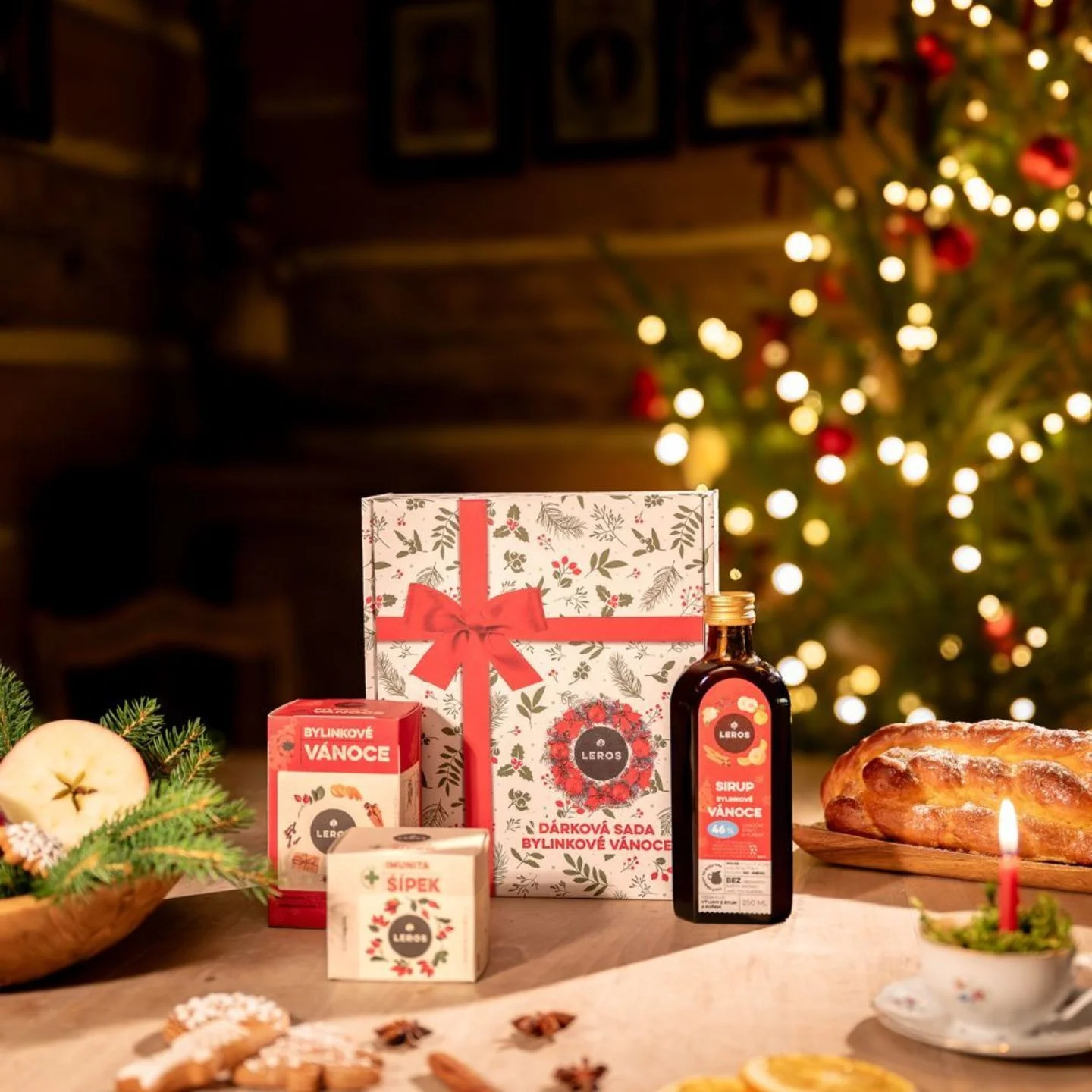 LEROS Set de regalo (3 uds.) - Navidad herbal - sirope herbal y 2 tipos de té