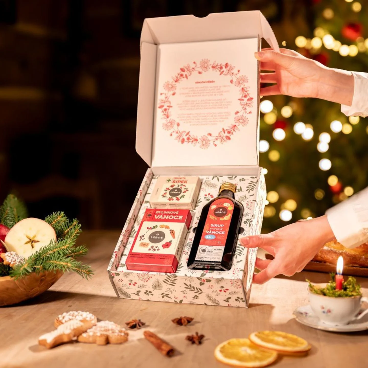 LEROS Set de regalo (3 uds.) - Navidad herbal - sirope herbal y 2 tipos de té
