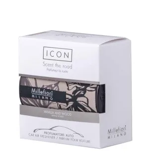 Millefiori Icon Textil Floral Vanilla and Wood fragancia para coche