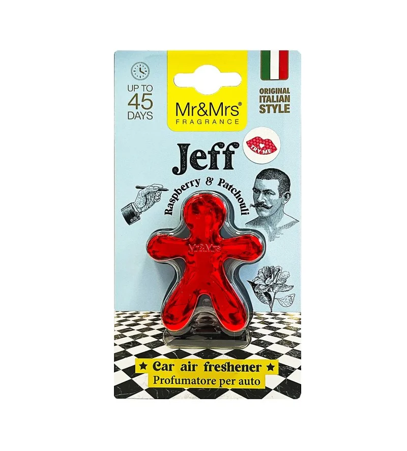 Jeff Chrome Frambuesa y pachulí ambientador para coche rojo