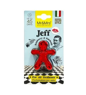 Mr&Mrs Fragrance Jeff Chrome Frambuesa y pachulí ambientador para coche rojo