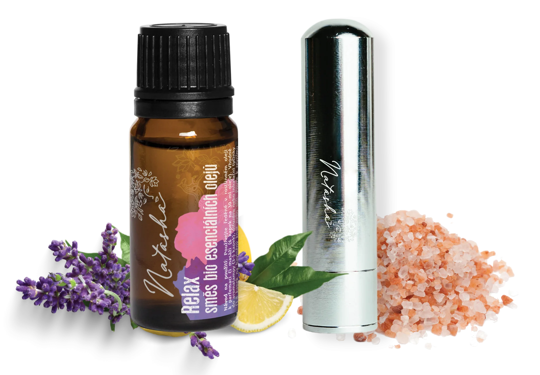 Natasha Set de aromaterapia con inhalador - Relax - lavanda y limón calmantes