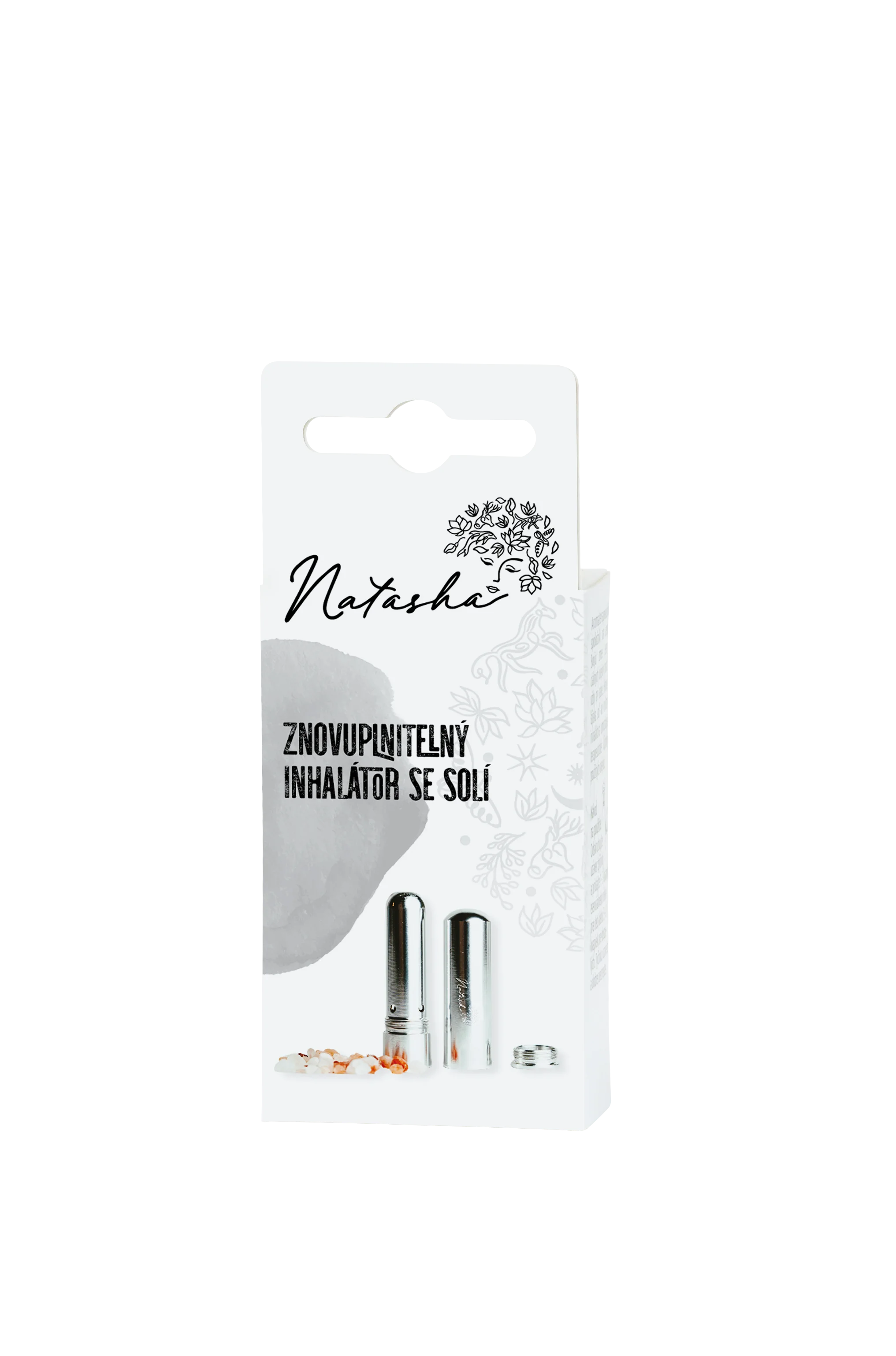 Natasha Inhalador metálico recargable con sal (1 ud.) - práctico y elegante