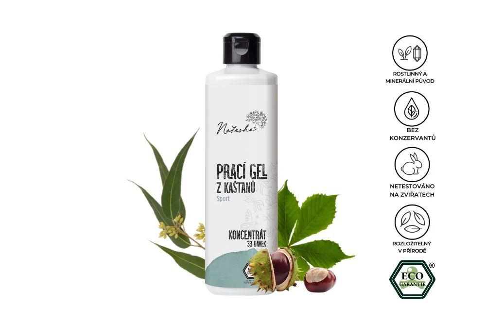 Natasha Gel de lavado de castañas Sport - concentrado 500 ml - 33 dosis de lavado en 500 ml