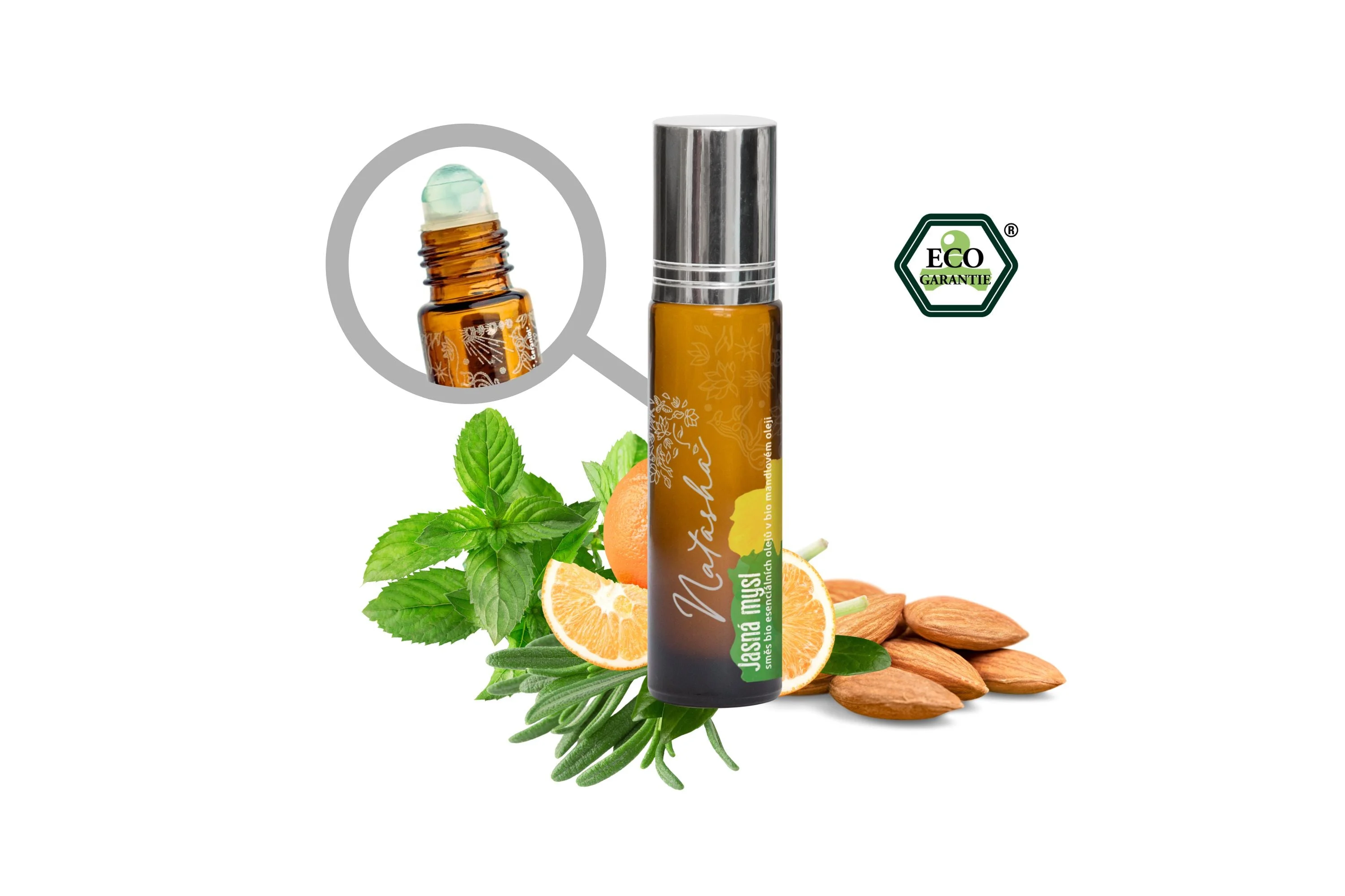 Natasha Roll-on Mezcla de aceites esenciales - Mente clara (10 ml) - estímulo en cualquier momento y lugar