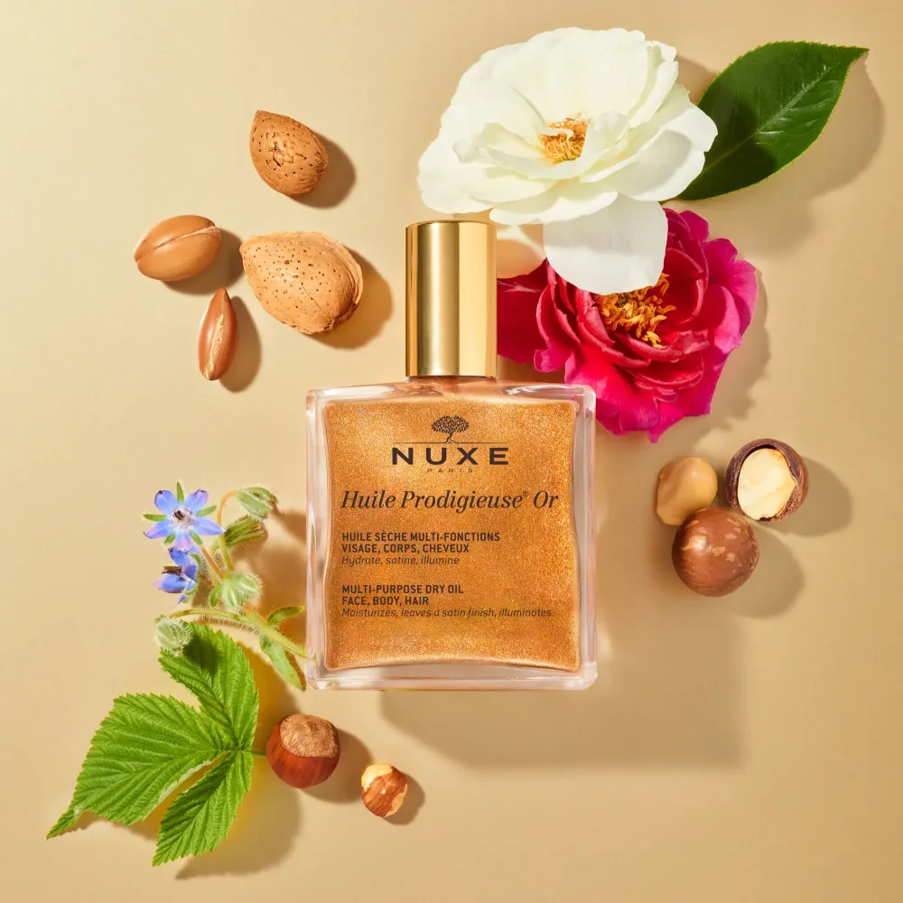 Huile Prodigieuse Or aceite seco multifuncional con destellos para rostro, cuerpo y cabello 50 ml