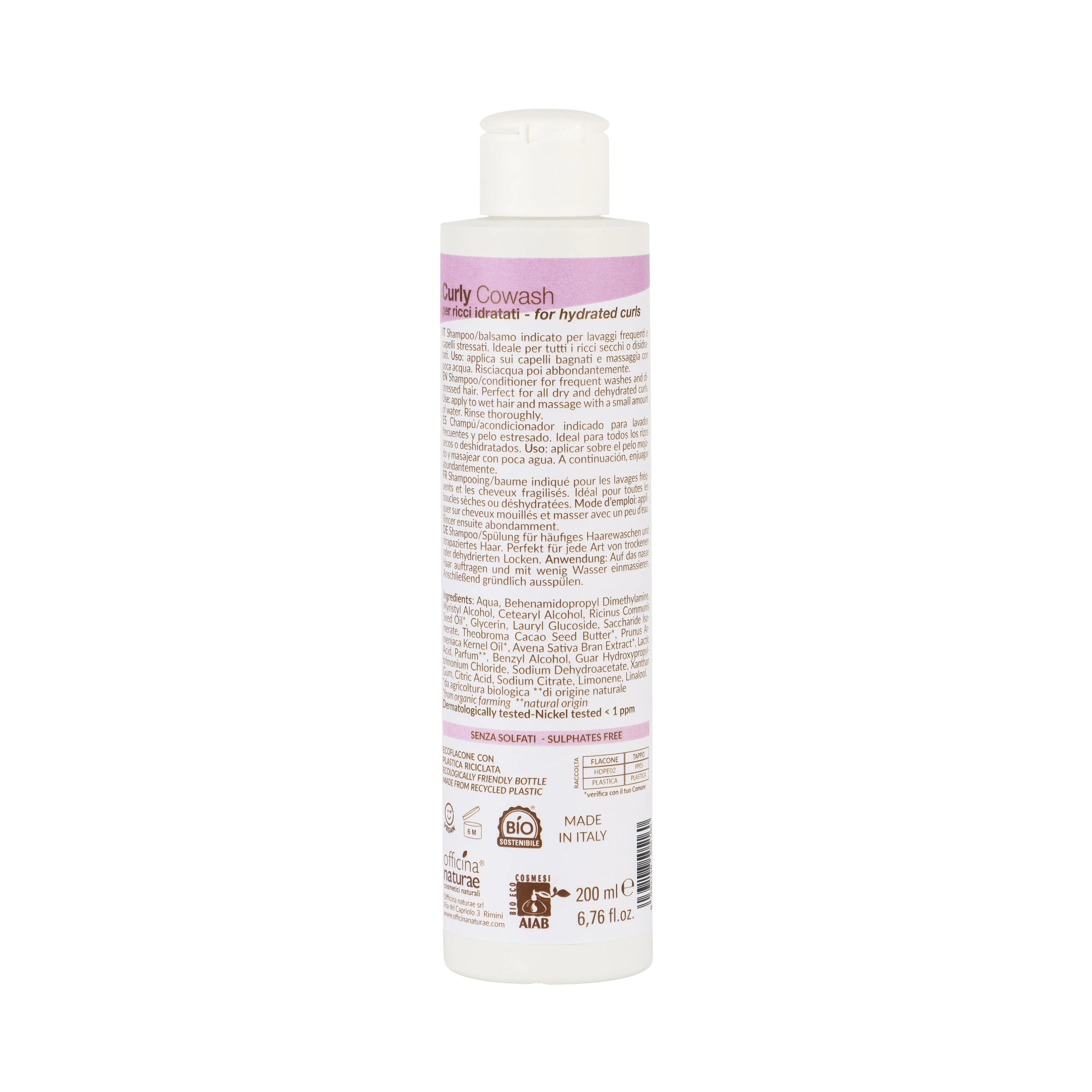Officina Naturae Cowash hidratante para cabello rizado (200 ml) - para un cabello suave, brillante y fácil de peinar