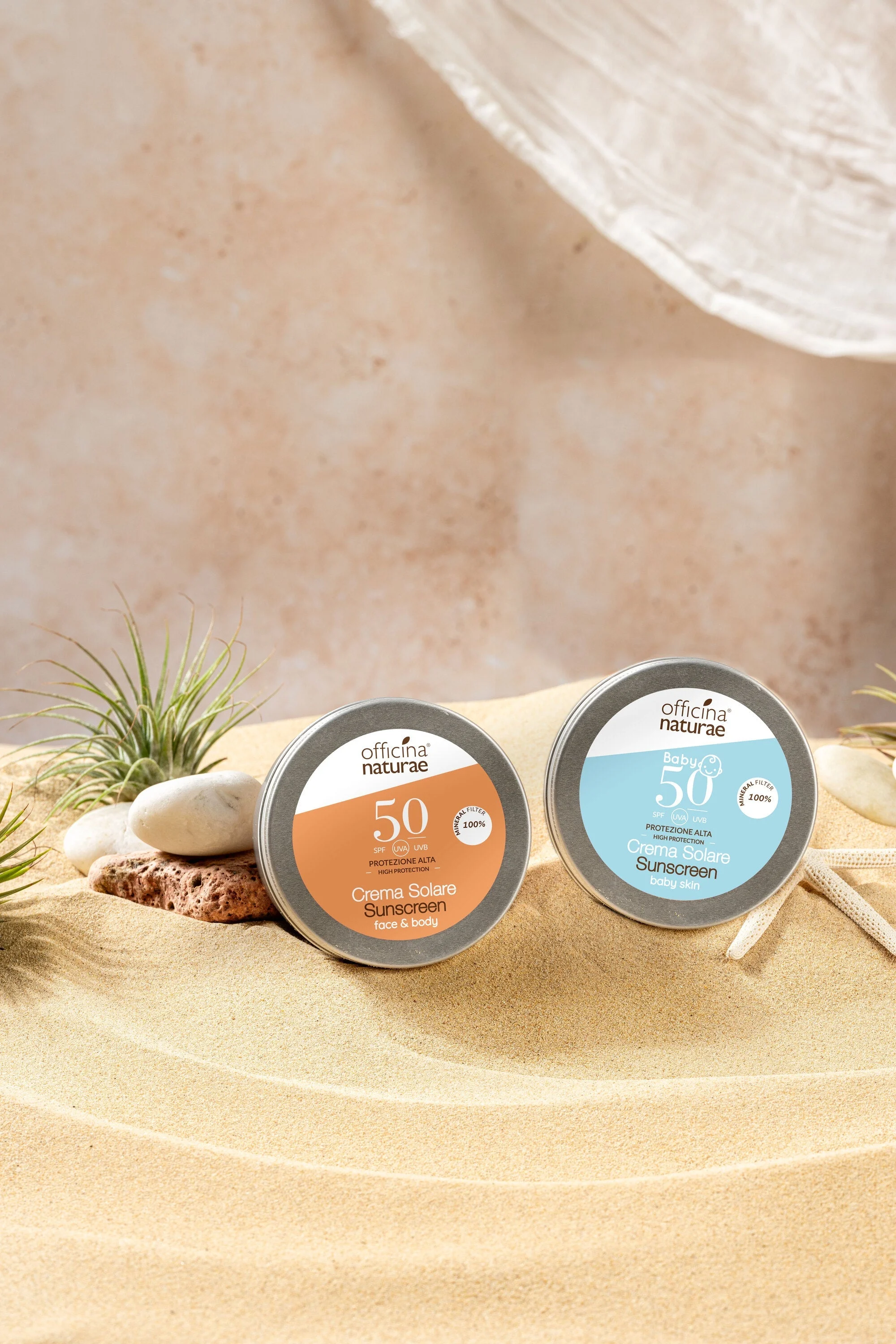 Officina Naturae Crema solar para niños y piel sensible SPF 50 en lata metálica (75 ml) - sin perfume