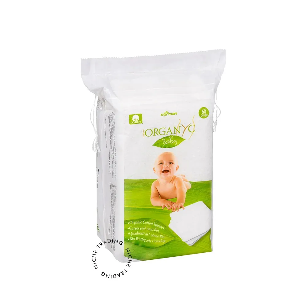 Organyc Cuadros de algodón de limpieza para niños (60 unidades) - 100% algodón orgánico