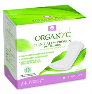 Organyc Inserciones de deslizamiento Light (24 unidades) - 100% algodón biológico, 1 gota