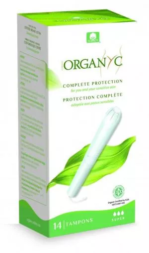 Organyc Tampones con aplicador Super (14 unidades) - 100% algodón biológico, 3 gotas