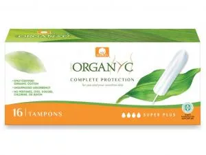 Organyc Tampones Super Plus (16 unidades) - 100% algodón orgánico, 4 gotas