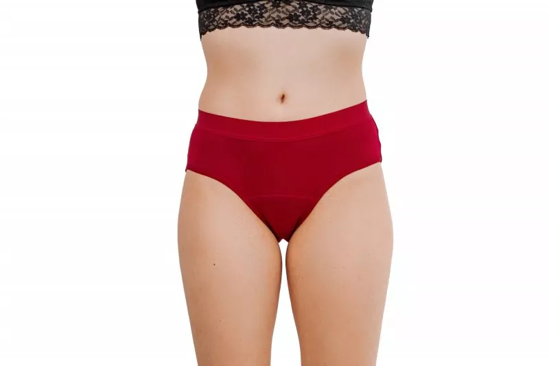 Pinke Welle Bragas Menstruales Bikini Rojo - Mediana - Política de cambio de 100 días y menstruación ligera (S)