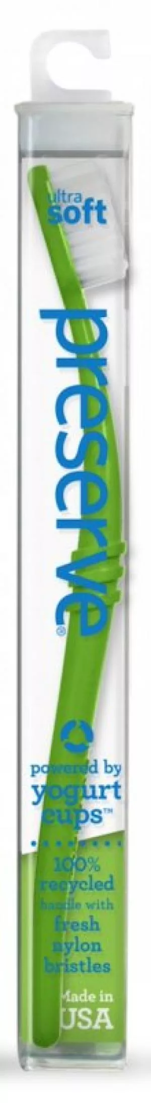 Preserve Cepillo de dientes (suave) - verde - hecho de vasos de yogur reciclados