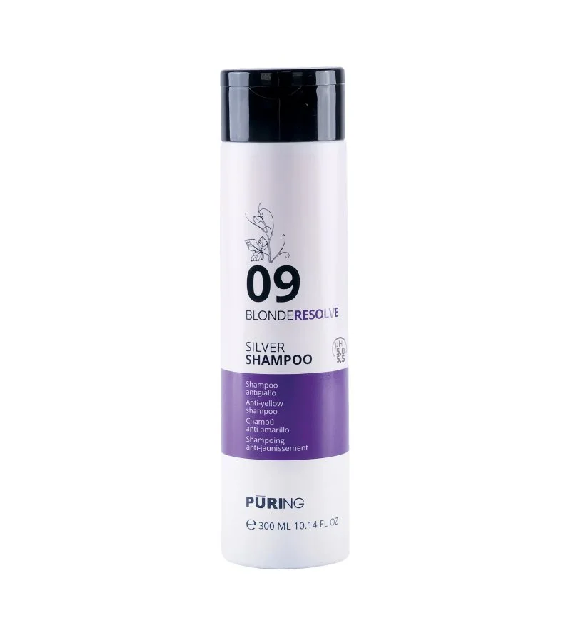 09 BlondeResolve Silver Shampoo champú neutralizante para cabello rubio, gris y decolorado 300 ml