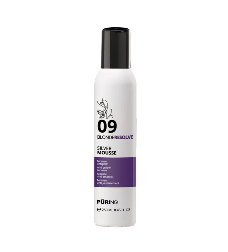 09 BlondeResolve Silver Mousse espuma neutralizadora sin aclarado para cabello rubio, gris y decolorado 250 ml
