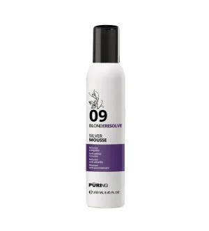 PURING 09 BlondeResolve Silver Mousse espuma neutralizadora sin aclarado para cabello rubio, gris y decolorado