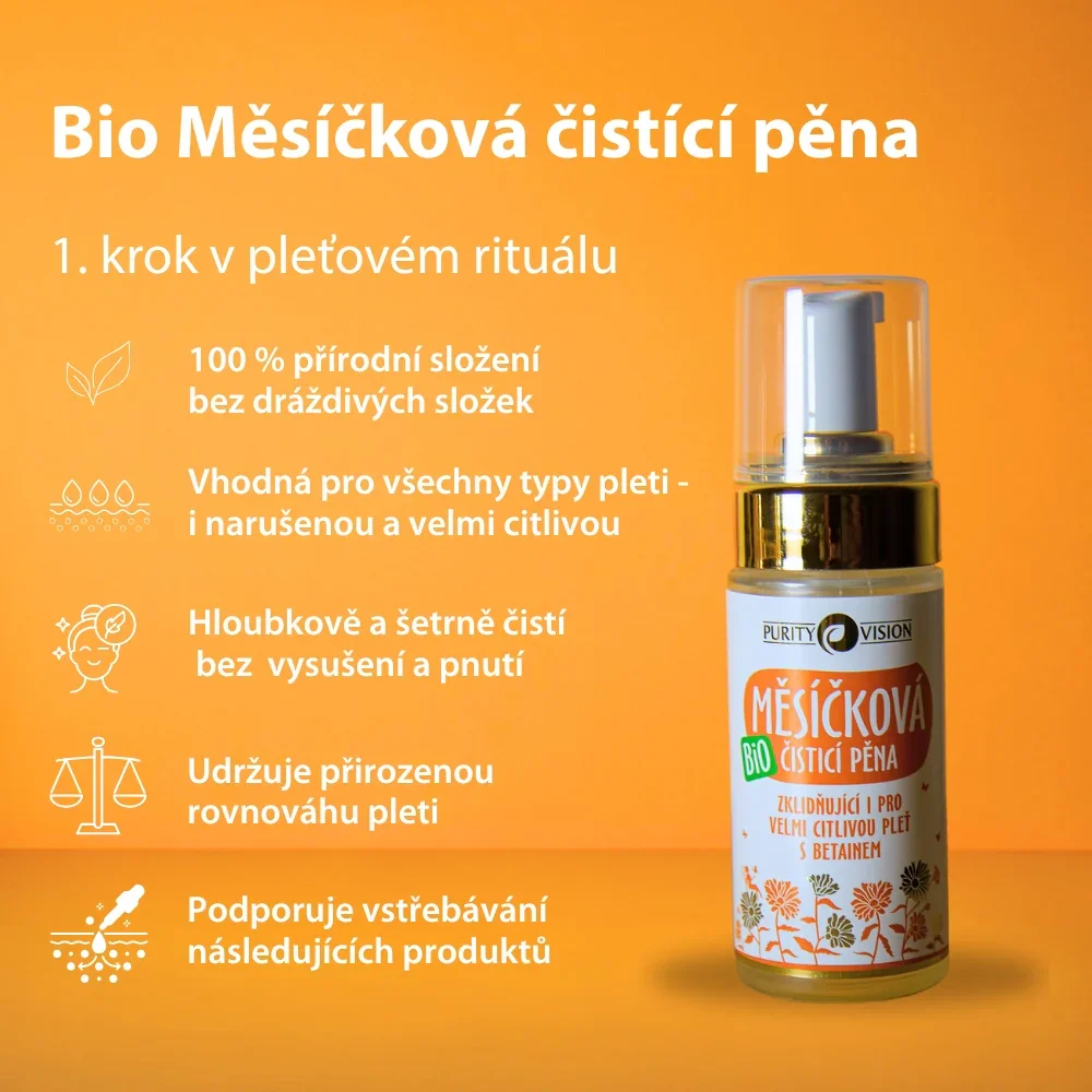 Purity Vision Espuma limpiadora de caléndula (90 ml) - también para pieles muy sensibles