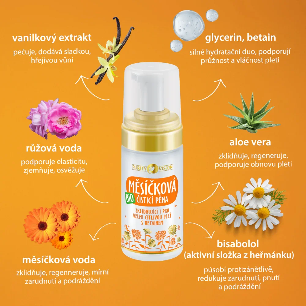 Purity Vision Espuma limpiadora de caléndula (90 ml) - también para pieles muy sensibles