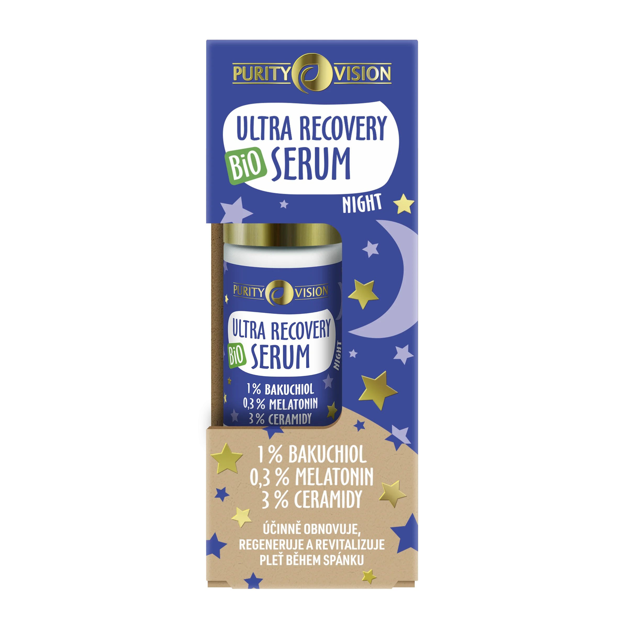 Purity Vision Sérum facial de noche Ultra Recovery Night (30 ml) - con bakuchiol, melatonina y ceramidas