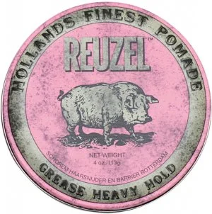 REUZEL Styling Pink Pomade Grease Heavy Hold pomada para el cabello con fijación media y brillo 113 g para hombres