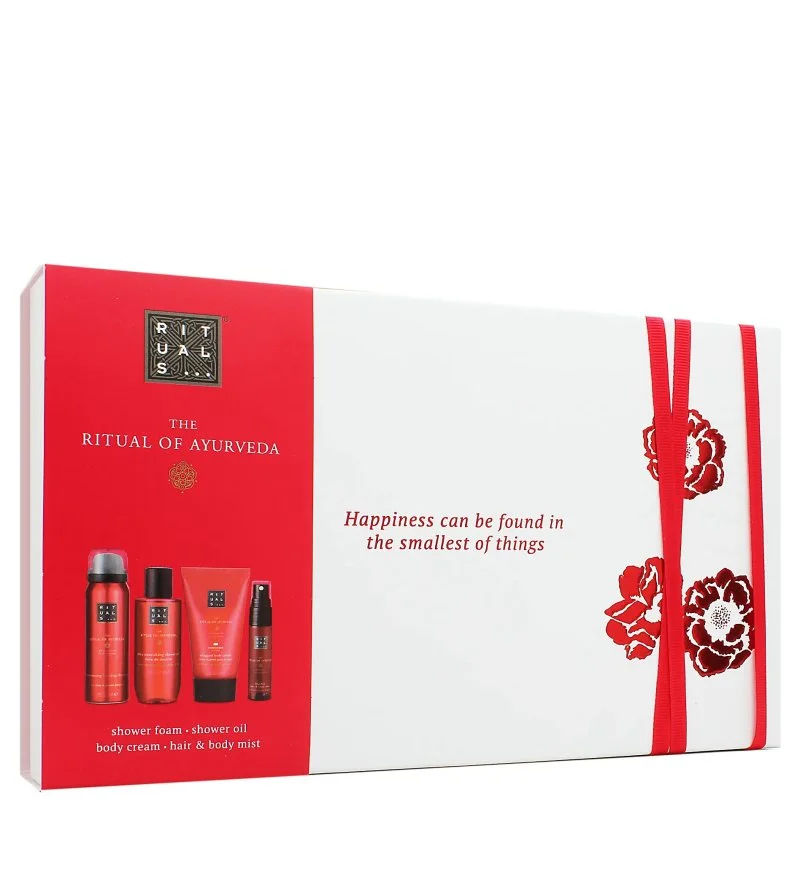 The Ritual of Ayurveda set de regalo gel de ducha 50 ml + aceite de ducha 75 ml + crema corporal 70 ml + bruma corporal