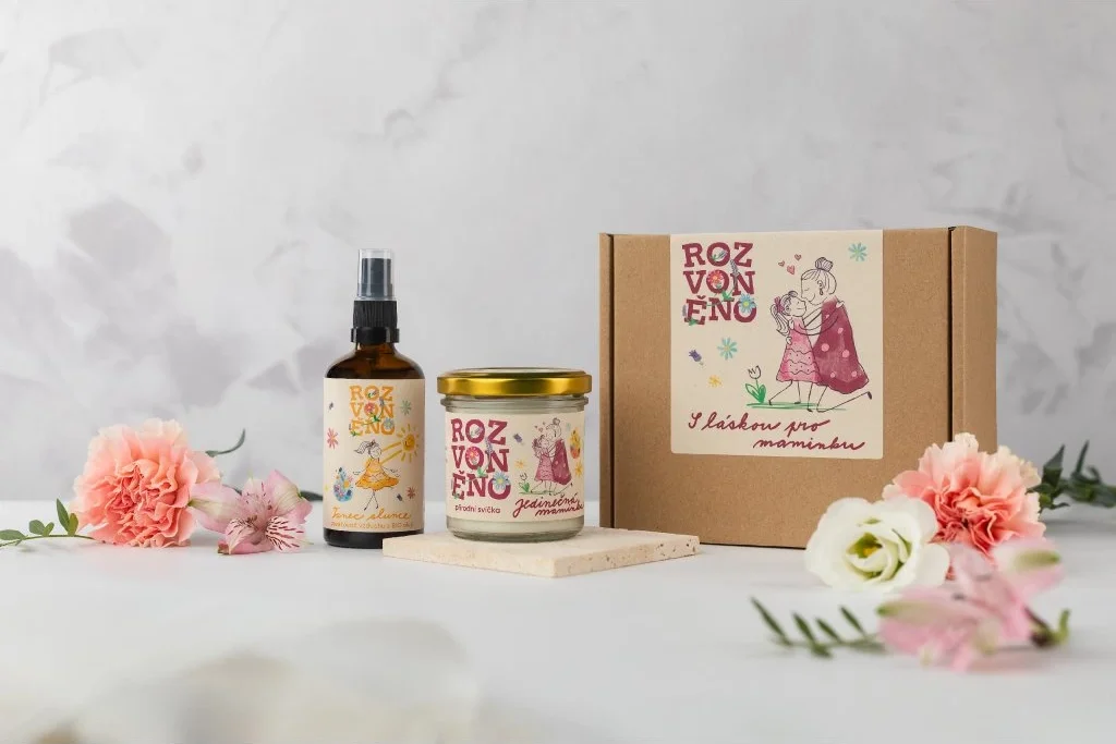 Rozvoněno Pack de regalo Con amor para mamá - vela aromática y ambientador