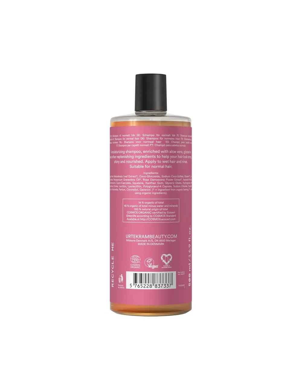 Urtekram Champú rosa 500ml BIO, VEG