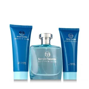Sergio Tacchini Ocean's Club Eau de Toilette para hombre 100 ml + Bálsamo After Shave 100 ml + Gel de Ducha